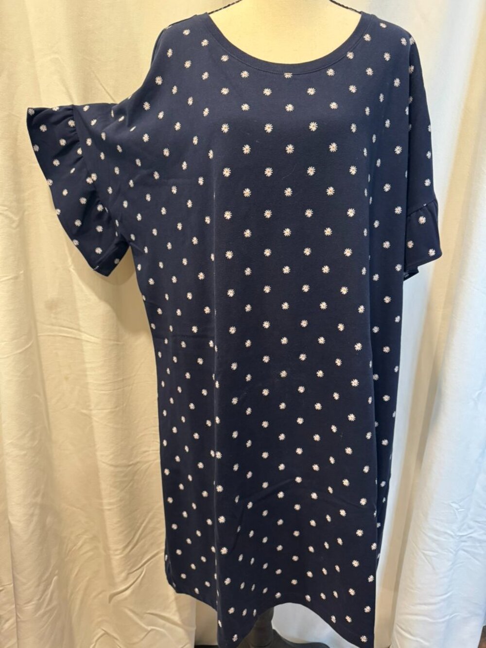 Old Navy Navy Blue Daisy-Print T-shirt Dress, Size XXL